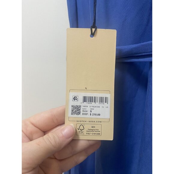 Scotch & Soda Dress Womens Small Blue Maxi Ruffle Strap Tie Back Tiered Hem - Picture 4 of 5